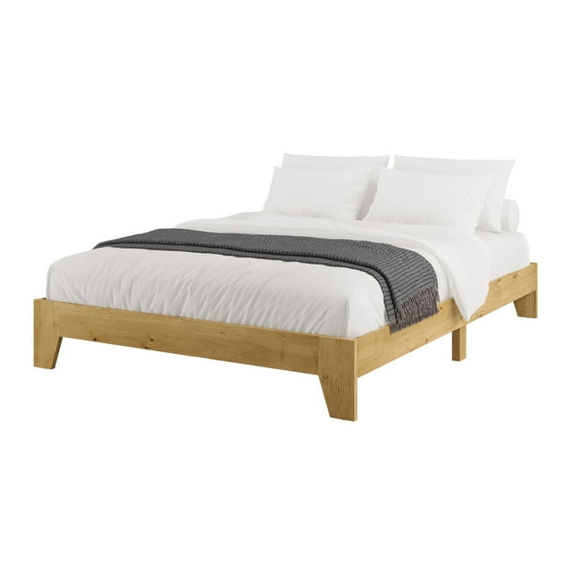 Kris & Ally Sakura Queen Durable Engineered Wood Minimalist Platform Bed Frame with Slats - No Headboard, No Boxspring Required, Minimalist Design