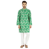 Atasi Indian Designer Kurta for Men Printed Long Sleeves Summer Ethnic Long Shirt