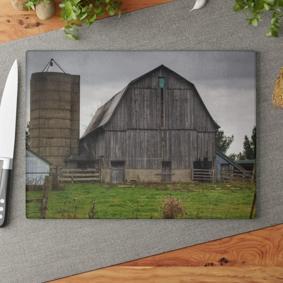 U R There Photography Eddy Road Grey II Rustic Farmhouse Cutting Board 11" x 15"