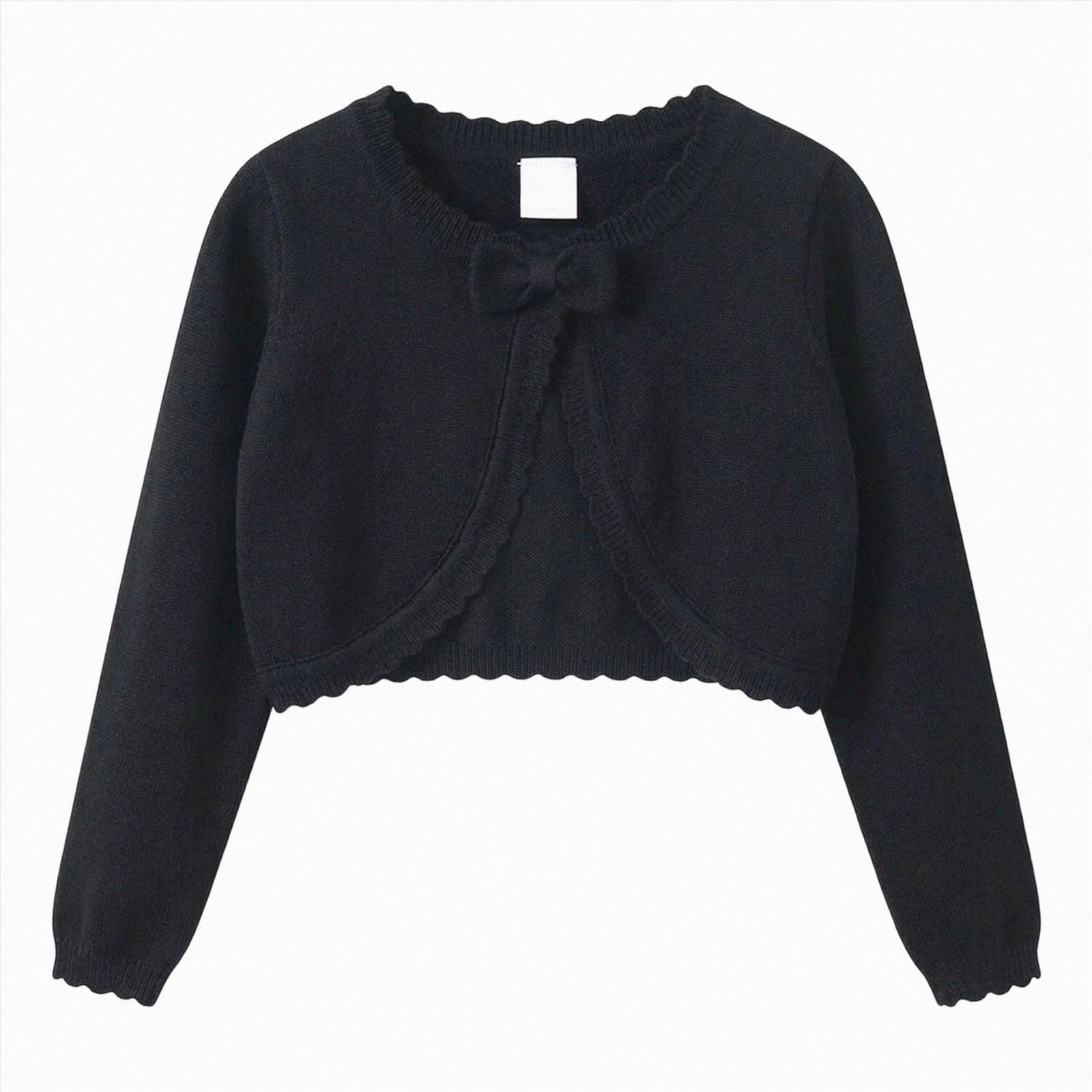Xyant Toddler Girls Cardigan Sweater Bolero Shrug Kids Long Sleeve Cropped Dress Up Button Closure Jacket Tops Girls Fall Sweaters (Black 4-5 Years)