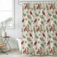 thumbnail image 6 of Cardinal Bird Shower Curtain, Waterproof Shower Curtains for Bathroom, Holly Branches Berry Winter Beige Washable Fabric Bathtub Curtain Set Bath Decor with 12 Hooks Long 72"x84", 6 of 6