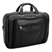McKlein IRVING PARK, Double Compartment Laptop Briefcase, Pebble Grain Calfskin Leather, Black (15575)