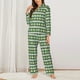thumbnail image 2 of Fotbe Light Green Squares Conjunto de Pijama de Manga Larga para Mujer con Estampado, Ropa de Dormir de 2 Piezas, Conjunto de Casa Suave y Cómodo con Bolsillos-Medium, 2 of 7