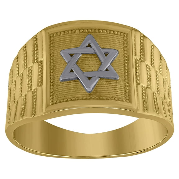 10k Two-Tone Gold Mens Star Of David Religious Ring Size 7