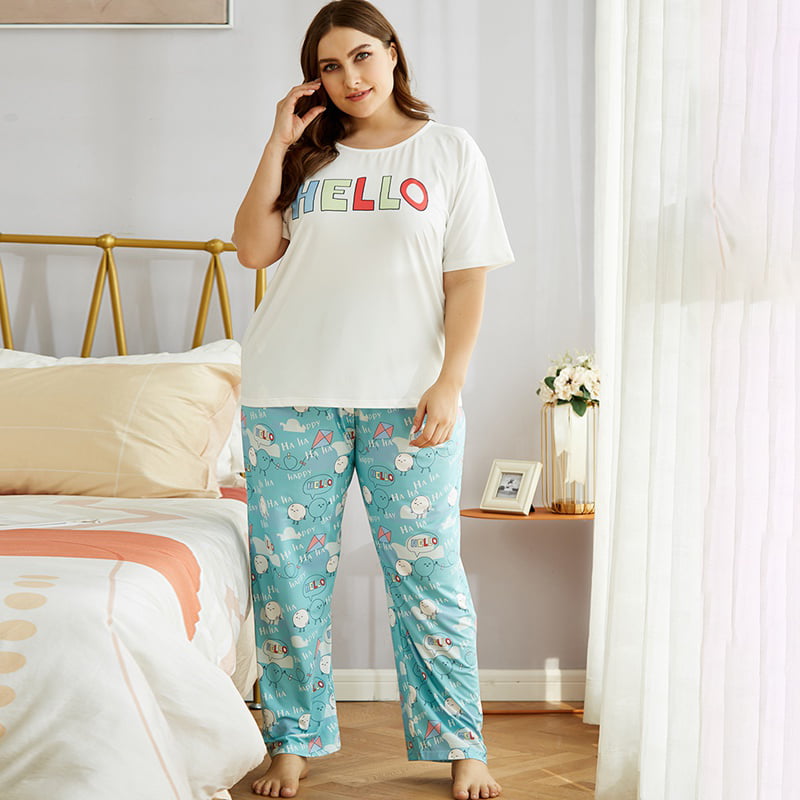 Cute Sleepwear Pajamas Sets Womens Tops & Pants Nightwear Ladies Women 
