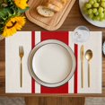 thumbnail image 4 of Red Vintage Placemats Set of 8, Geometric Stripes Simple Lines Placemats for Dining Table, Place Mats for Kitchen Tabletop, Waterproof Wipeable Dining Table Mats Set, 4 of 9