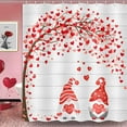 thumbnail image 2 of Valentines Day Shower Curtain, Romantic Gnome Couple Red Heart Tree Gray Wooden Board Print Bathroom Curtains, Rustic Farmhouse Decorative Fabric Bath Curtain with Hooks Sets, 72X72 Inch, 2 of 4