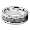thumbnail image 2 of 8mm Polished Silver Tungsten Carbide Wedding Ring Gray Carbon Fiber Center Comfort Fit Band 10 (10), 2 of 3