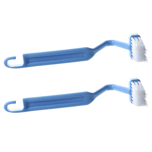 2X Cepillo de Tocador de Plastico Curvado en Forma de V Limpieza de Borde Esquina del Bano