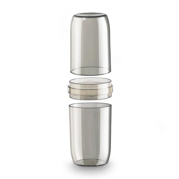 Caja de cepillo de cepillo de dientes Portátil Pasta de dientes Contenedor de polvo a prueba de polvo Plástico Diario Uso Diario Sencillo Holder Holder College Senderismo Dos tazas-gris sidaley HA028212-03