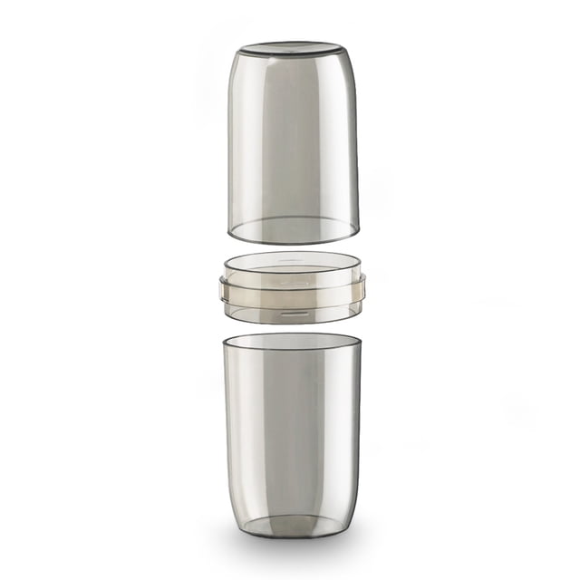 Caja de cepillo de cepillo de dientes Portátil Pasta de dientes Contenedor de polvo a prueba de polvo Plástico Diario Uso Diario Sencillo Holder Holder College Senderismo Dos tazas-gris Speravity HA028212-03