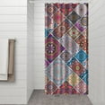 thumbnail image 3 of Small Stall Narrow Shower Curtain 36"W x 72"L – Tropical Bohemian Leaves, Mid-Century Abstract Boho Botanical Bathroom Decor, Vintage Floral Palm Leaf Pattern, Rustic Tribal Folk Style, 3 of 5