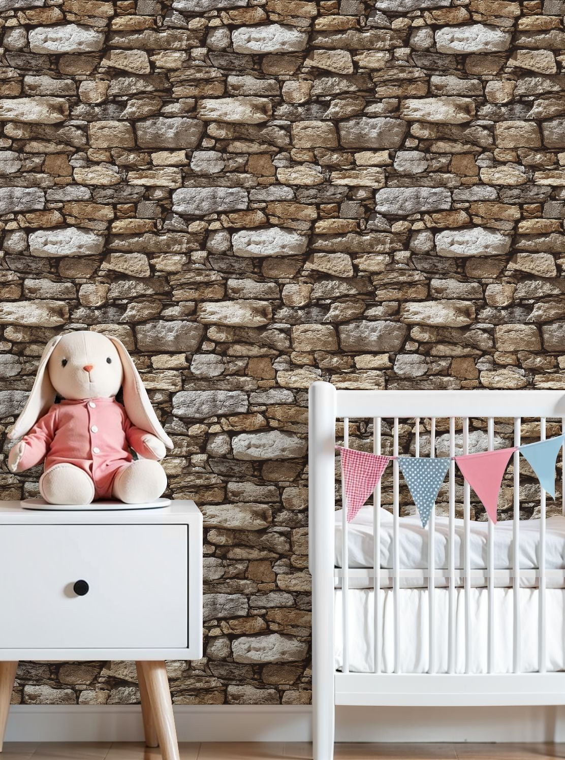 Boho Peel and Stick Wallpaper Natural Stone Wall Texture Neutral Earth Tones Contact Paper 23.6in x 9.8ft Wallpaper Removable Self Adhesive Wall Paper for Bedroom Nursery