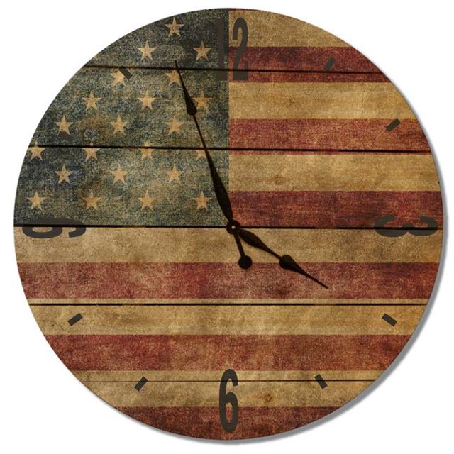 Day Dream RFC24 24 Po Rustique Drapeau Bois Horloge Murale