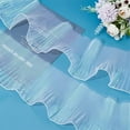 thumbnail image 4 of Pleated Satin Organza Lace Ribbon Retro Ruffle Trim Chiffon Iridescent White Sheer Ribbon Tulle Fabric Applique Trimming Craft Sewing Clothing Dress Bag Decoration, 4 of 7