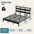 thumbnail image 3 of Bestier King Size Platform Bed Frame with Storage Headboard, LED Lights & USB Charging Station, Metal Bed Frame Black, 3 of 12
