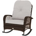 thumbnail image 1 of Outdoor Wicker Rattan Rocking Chair with Thick Cushions, Heavy-Duty Steel Frame Patio Rocker for Garden, Backyard, Porch or Conservatory, Light Mixed Brown, 29.5" W x 38.6" D x 35.8" H, 1 of 7