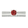 thumbnail image 2 of 0.85 ct Brilliant Round Cut Natural Garnet 18K White Gold Solitaire with Accents Engagement Bridal Wedding Ring Band Set size 3.75, 2 of 7