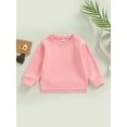 thumbnail image 3 of Canrulo Toddler Baby Boy Girl Solid Cotton Sweatshirt Pullover Crewneck Long Sleeve T-Shirt Tops Spring Fall Clothes Pink 2-3 Years, 3 of 7