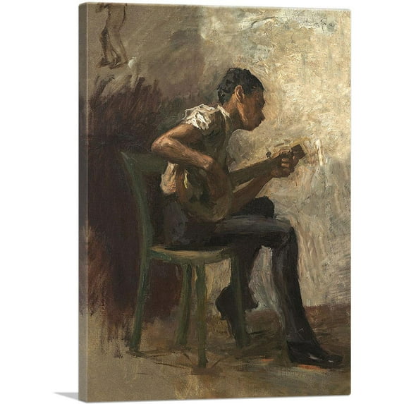 ARTCANVAS Study For Black Boy Dancing The Banjo Player 1877 Canvas Art Print by Thomas Eakins - Size: 12" x 8" (0.75" Deep)