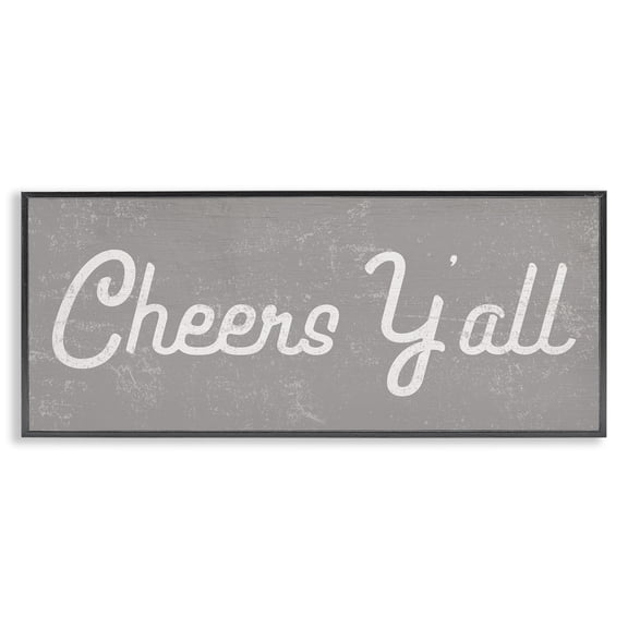 Stupell Industries Shabby Chic Cheers Y'all Country Saying Happy Hour Distressed Pattern Black Framed Giclee Art, 30 x 13, by Lil' Rue