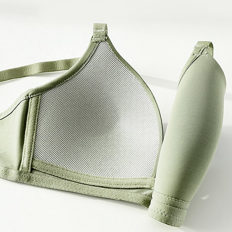 Lirclo Full Size Women No Bra Cup Breathable Comfort Plus Steel Ring  Underwear Front Brazier for Women Green M