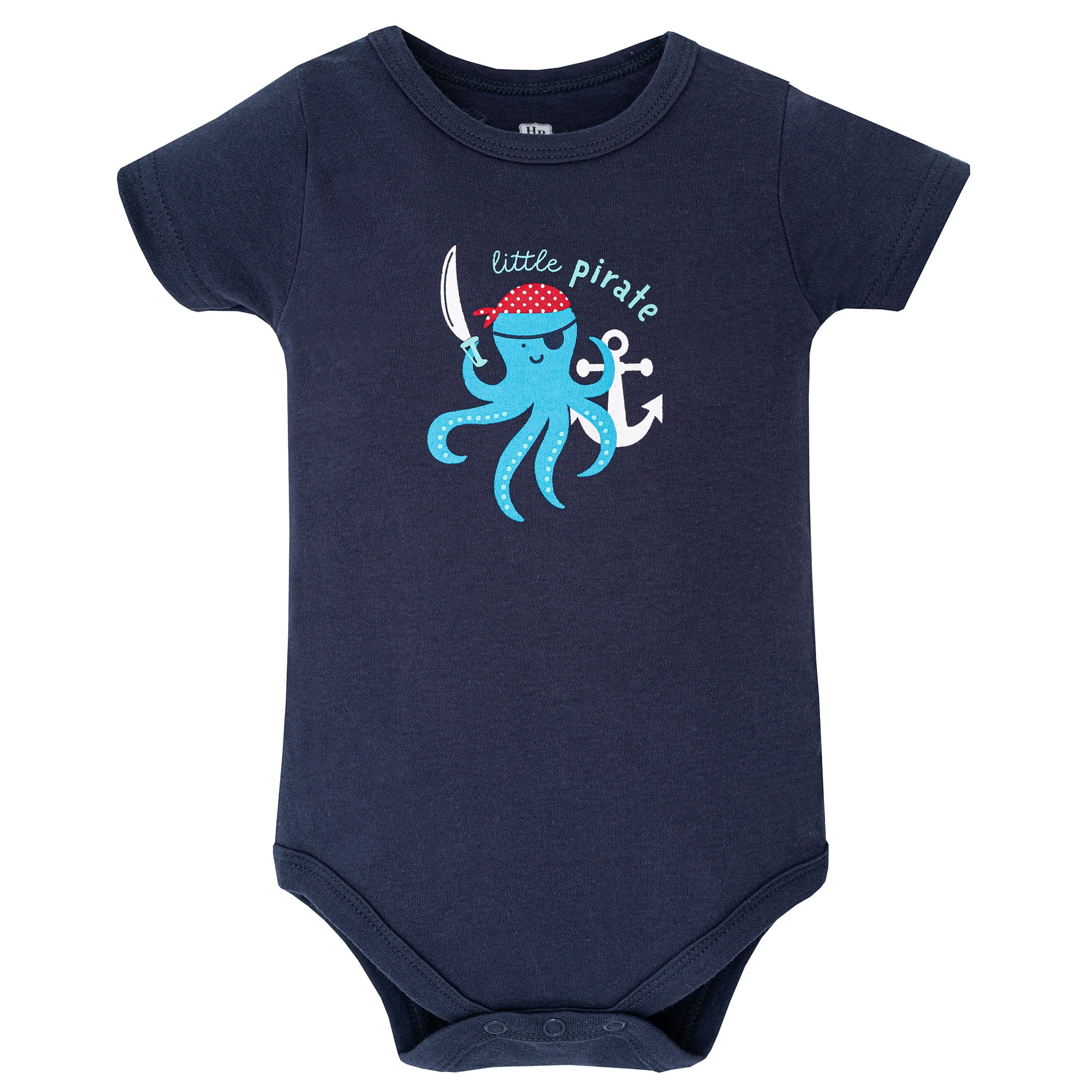 Hudson Baby Boy Cotton Bodysuit, Shorts and Shoe Set, Pirate Octopus, 12-18 Months