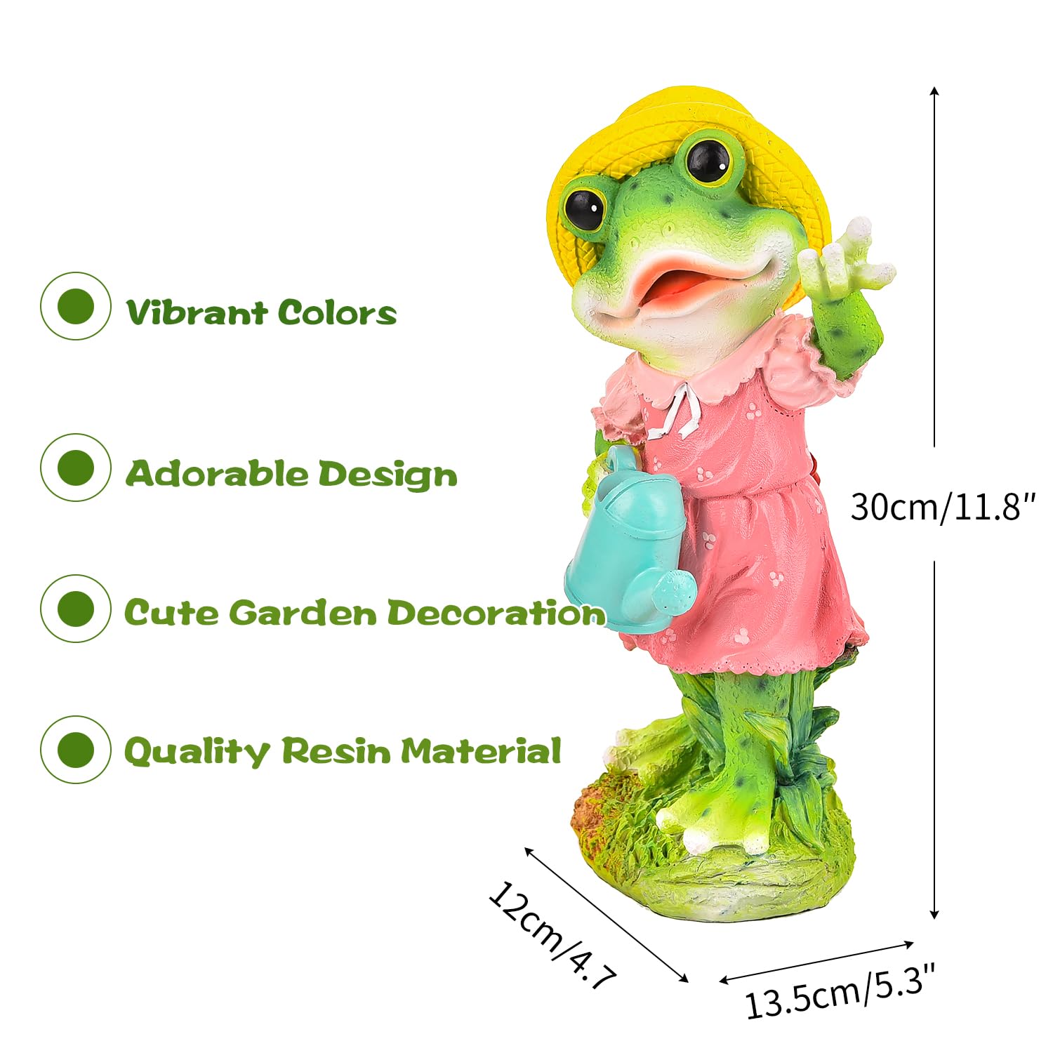 Sungmor Frog Garden Statue Outdoor Decor, Resin Hard-Working Frog Holding Watering Can Figurine, Funny Frog Couple Statues for Yard Porch Lawn Decoration, Home Office Frog Ornaments