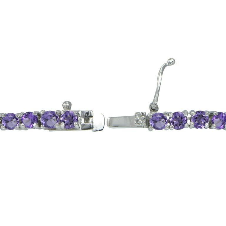 Sterling Silver 5ct TGW Amethyst 3mm Round Tennis Bracelet