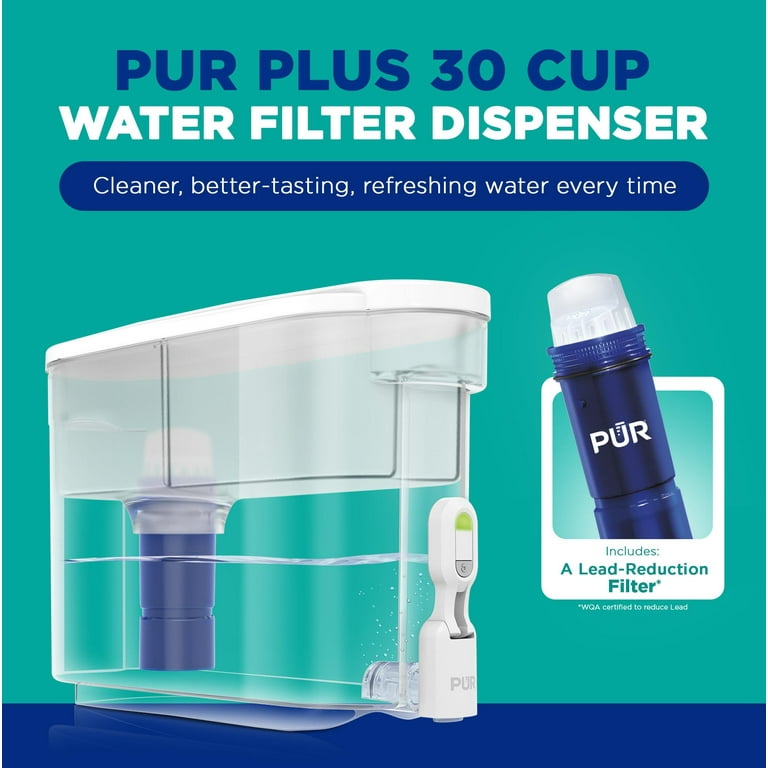 PUR PLUS 30 Cup Dispenser with Lead-Reducing Filter, W 15.3" x H 10.1" x L 5.3", White, DS1811Z