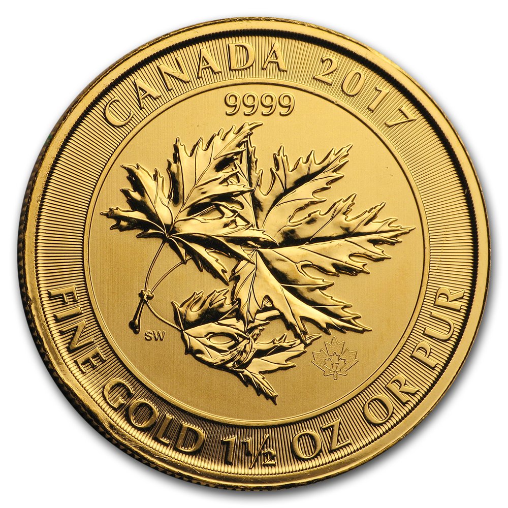 Royal Canadian Mint 2017 Canada 1.5 oz Gold 150 Megaleaf BU (Damaged