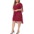thumbnail image 4 of Agnes Orinda Women's Plus Size Dress V Neck Chiffon Overlay Wedding Guest Cocktail Party Dresses 4X Red, 4 of 6