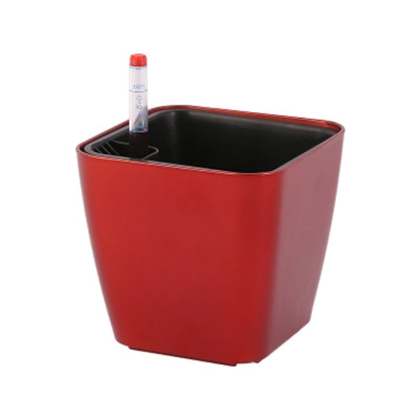 Maceta Duradera con autorriego Matsuzay Flores Hierbas y verduras elegante Jardín y Patio vino rojo 14*13*10.5