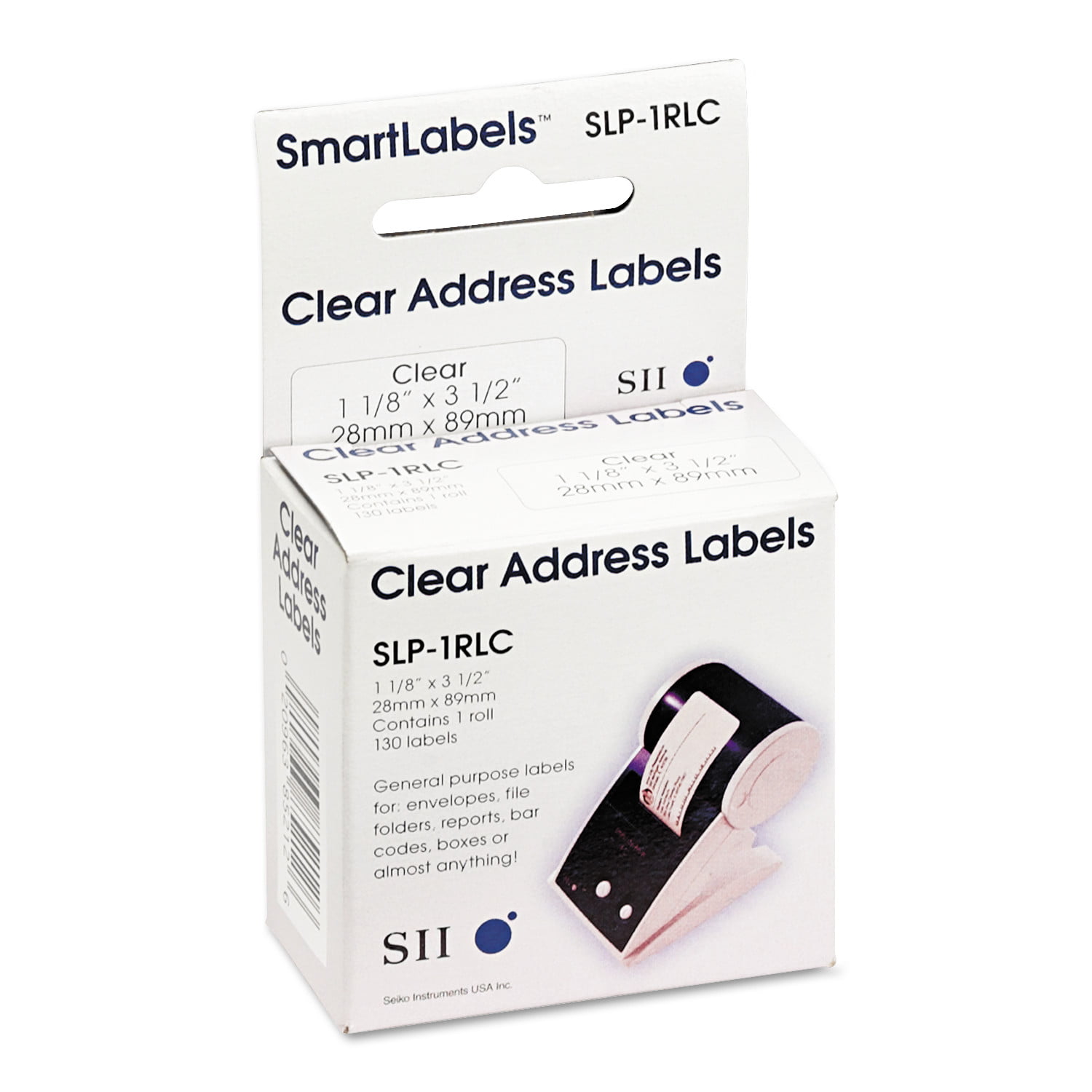 Seiko Self-adhsve Address Labels, 1-1/8 x 3-1/2, Clear, 130/Box -  