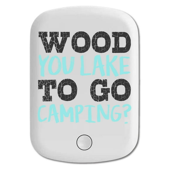 DistinctInk Magnetic Battery Pack, 5000 mAh Wireless Portable Charger with USB-C Cable, Compatible with MagSafe iPhone 14 / 13 / 12 Series - Wood You Lake to Go Camping