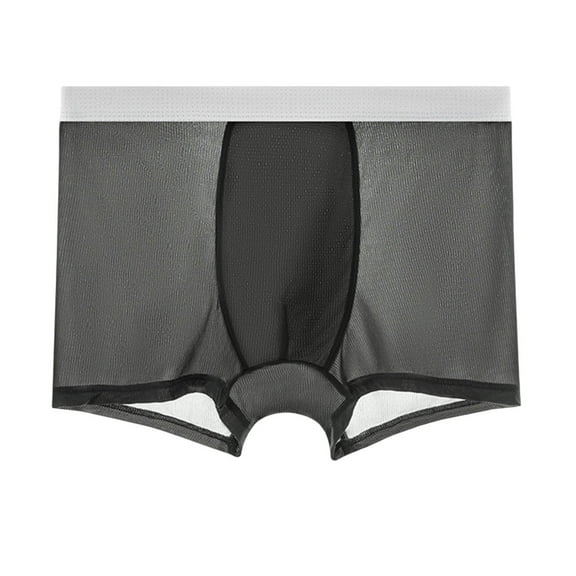 Iugvhana Men's Ice Silk Boxer Briefs – Lightweight & Breathable See-Through Underwear, Lingerie Style for Comfort Dark Gray XXL