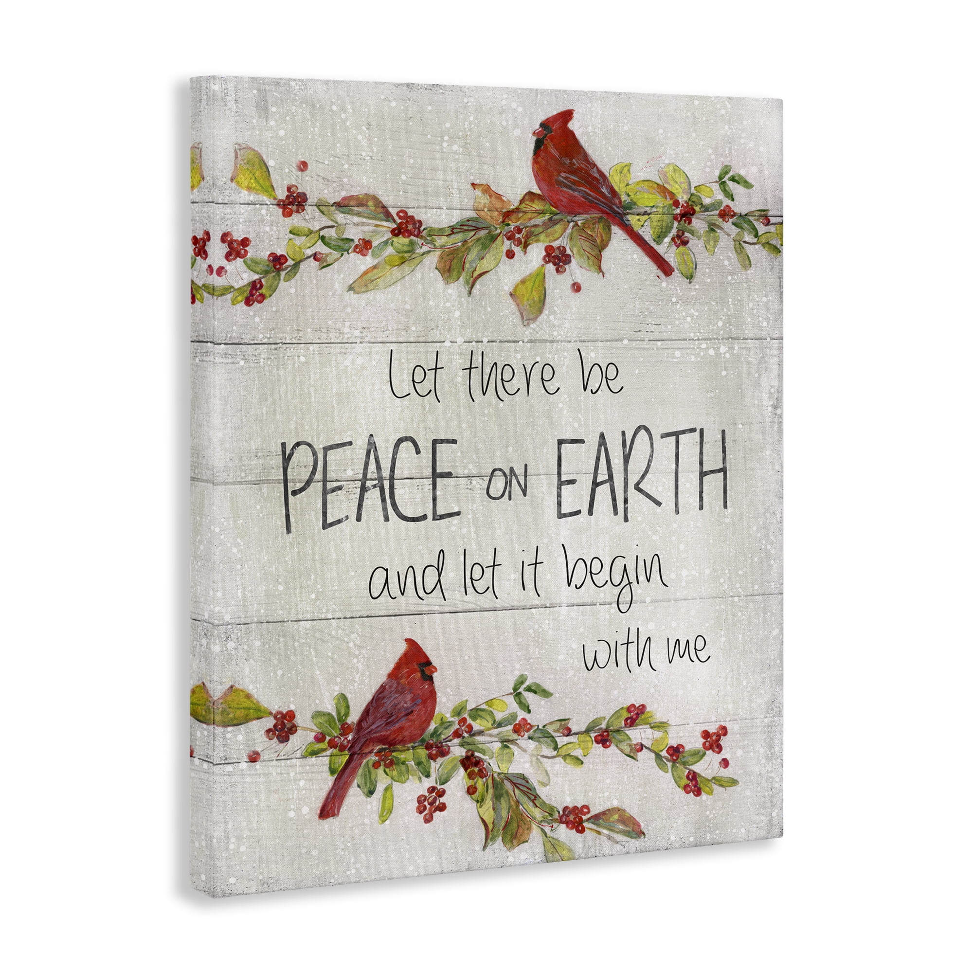 Stupell Industries Peace On Earth With Me Holiday Painting Gallery Wrapped Canvas Art Prints Wall Art, 30 x 40