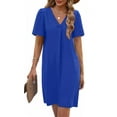 thumbnail image 3 of Fantaslook Summer Dresses for Women Short Sleeve V Neck Casual Shift Dress with Pockets, 3 of 8
