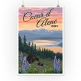thumbnail image 2 of Coeur d'Alene, Idaho, Bear and Spring Flowers (12x18 Wall Art Poster, Room Decor), 2 of 3