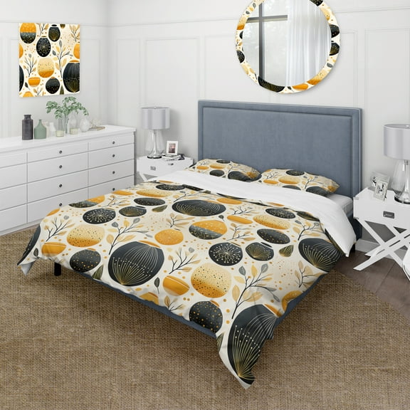 Designart "Minimalist Pottery Design" Black Boho Bedding Covert Set - Bohemian & Eclectic Bed Set With 2 Shams