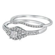 14kt White Gold 1/3ct Diamonds Halo Engagement Wedding Bridal Set