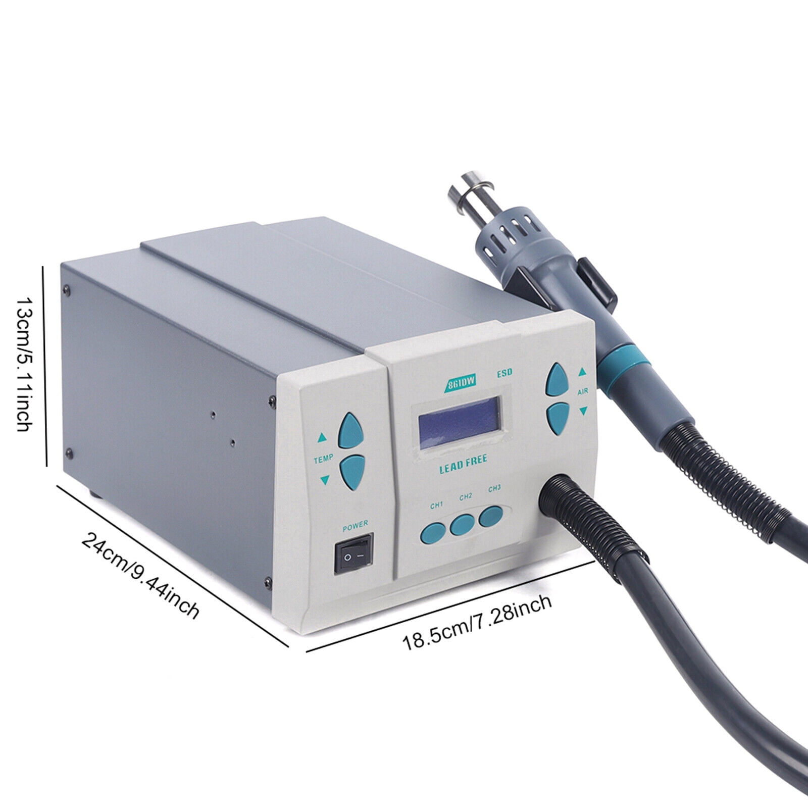 Soldering Hot Air Heat Gun Hot Air Rework Station 861DW 1000W Digital Display for Phone/Laptop Repair