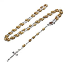 WINDLAND Handmade Round Bead Catholic Rosary for Cross Religious Wood Beads Necklace Gift