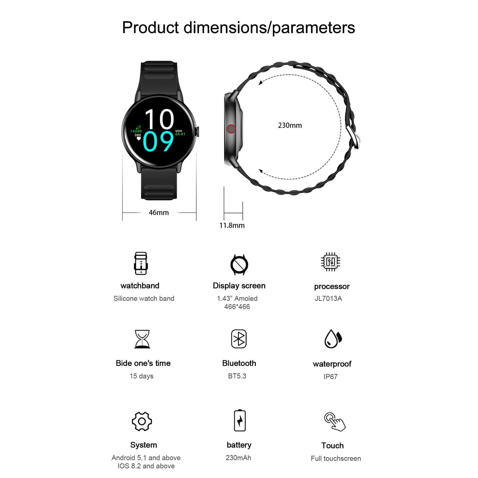 WSBDENLK Smart Watch Full Screen Smart Watches for android Ios