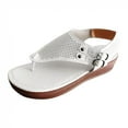 thumbnail image 4 of UTTOASFAY Summer Casual Hollow Split-Toe Women's Herringbone Wedge Sandals White 7.5(38), 4 of 7