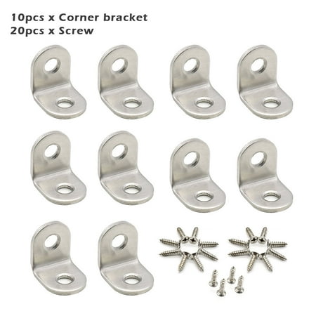

Azhf Hot Sales 10pcs With Screw Corner Bracket Office Stainless Steel Furniture Hardware Fixing
