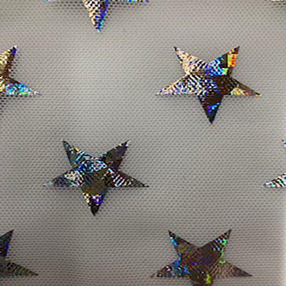Power Stretch Mesh Star Hologram  Foil Fabric | Spandex Palace