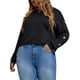 thumbnail image 1 of Camiseta mujer, Camiseta de manga larga para mujer Sudadera con hombros caídos Tallas grandes Casual Abody Negro/3X-grande, 1 of 7