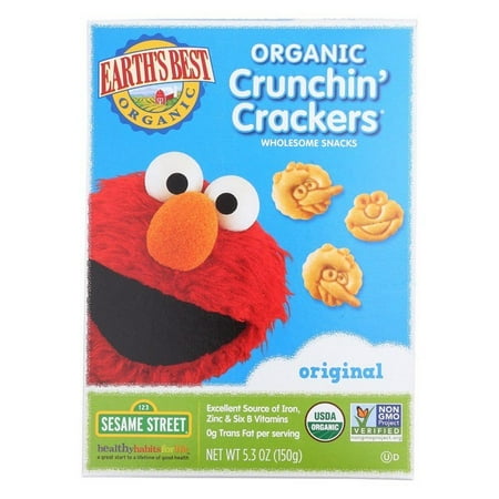 Earth's Best Organic Original Sesame Street Crunchin' Crackers - Pack of 6 - 5.3 (Best Snack Crackers For Diabetics)