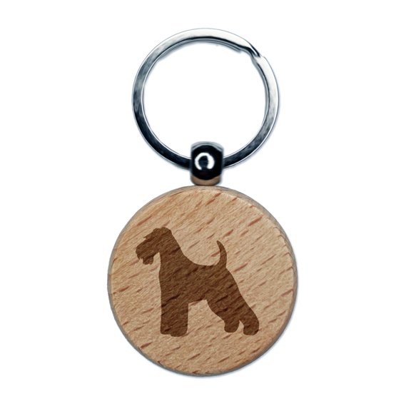Welsh Terrier Dog Solid Round Keychain Charm Tag - Engraved Wood